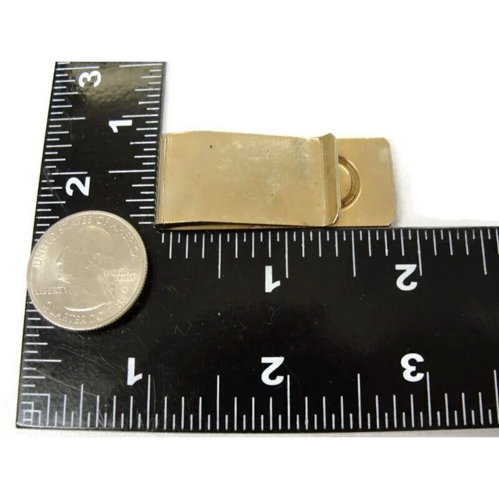 Vintage Money Clip Gold Tone MOP Men Wallet ID Credit Card Holder